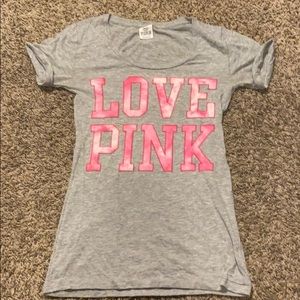 Grey and pink - love pink t-shirt